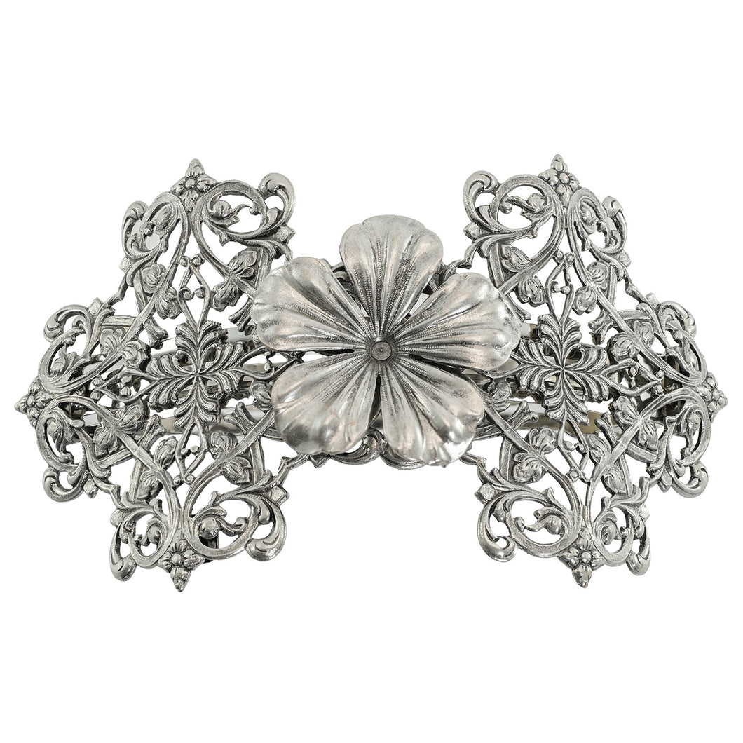 バレッタ レースメタル シルバー ブロンズ フラワー 142919 142920