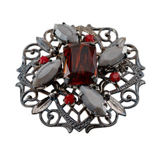 Load image into Gallery viewer, ブローチ ボヘミアングラス レッド グレー レース ペンダント 2WAY 143068
