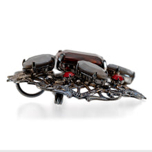 Load image into Gallery viewer, ブローチ ボヘミアングラス レッド グレー レース ペンダント 2WAY 143068
