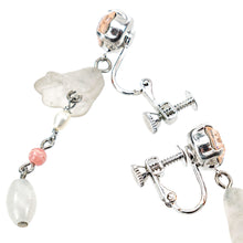 Load image into Gallery viewer, イヤリング 天然石 ローズクォーツ 淡水パール ロードクロサイト ジェイド ラインストーン ピンク フラワー 144636
