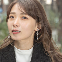 Load image into Gallery viewer, イヤリング 天然石 ローズクォーツ 淡水パール ロードクロサイト ジェイド ラインストーン ピンク フラワー 144636
