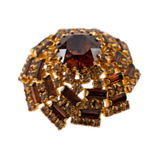 Load image into Gallery viewer, ブローチ ラインストーン ブラウン ゴールド ラウンド 146147

