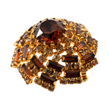 Load image into Gallery viewer, ブローチ ラインストーン ブラウン ゴールド ラウンド 146147
