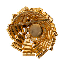 Load image into Gallery viewer, ブローチ ラインストーン ブラウン ゴールド ラウンド 146147
