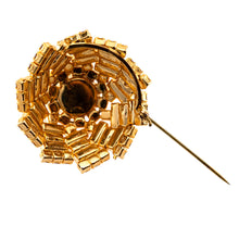 Load image into Gallery viewer, ブローチ ラインストーン ブラウン ゴールド ラウンド 146147
