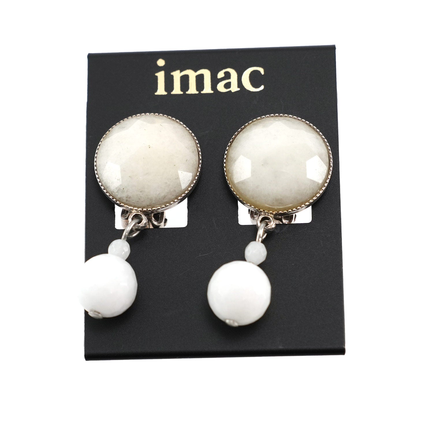 イヤリング 天然石 ジェイド ホワイト ハンギング 147415 – イマック