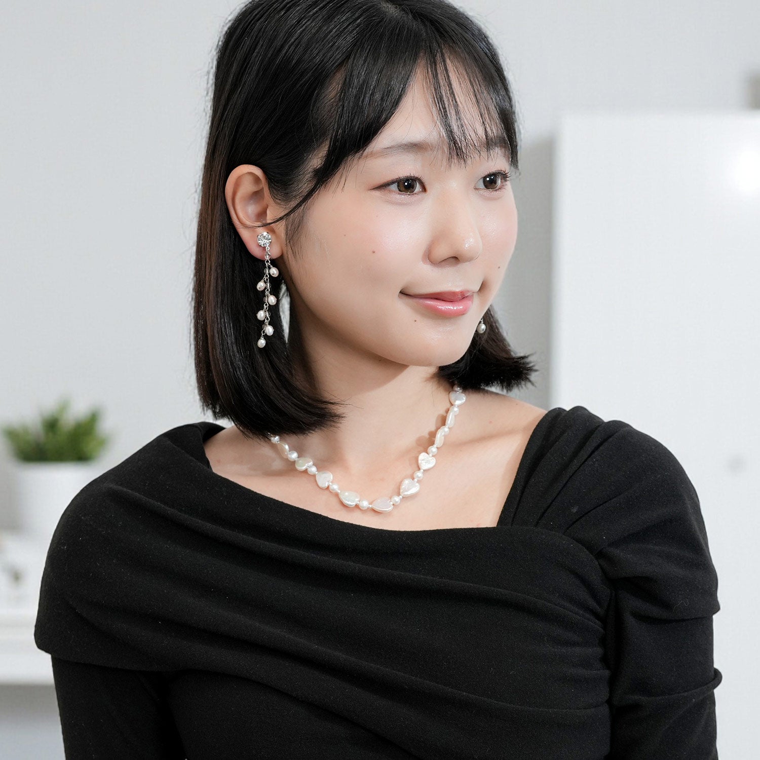 ネックレス 淡水パール ハート ショート 40cm 147917