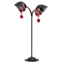 Load image into Gallery viewer, イヤリング 七宝 ボヘミアングラス レッド フラワー 147897
