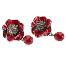 Load image into Gallery viewer, イヤリング 七宝 ボヘミアングラス レッド フラワー 147897
