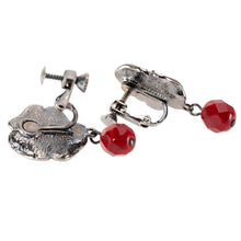 Load image into Gallery viewer, イヤリング 七宝 ボヘミアングラス レッド フラワー 147897
