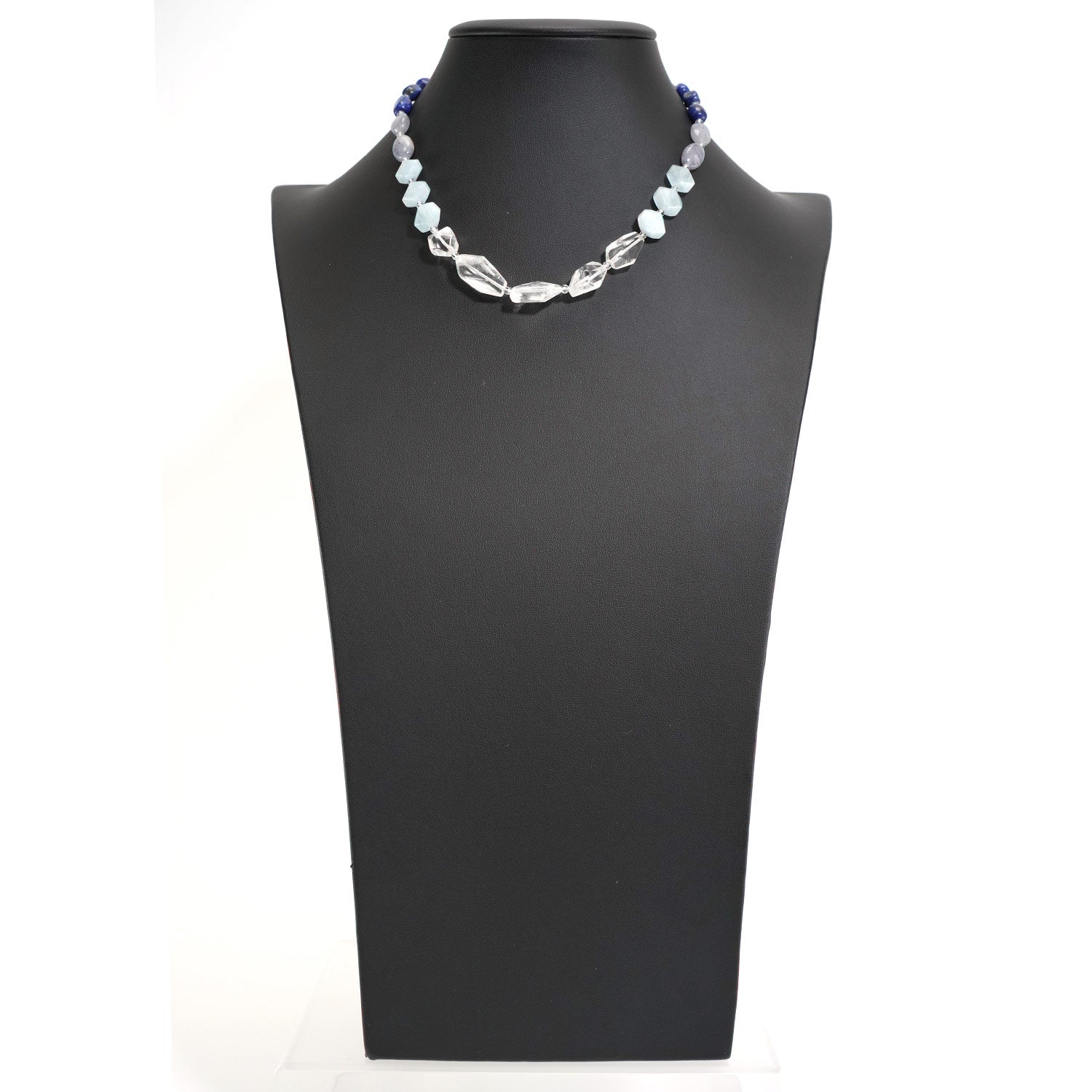 ネックレス 天然石 ラピスラズリ アクアマリン クォーツ アイオライト