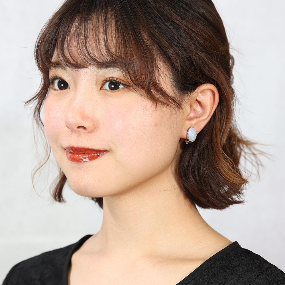 シャンデリアモチーフ シーブルーカルセドニーイヤリング （シー