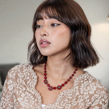 画像をギャラリービューアに読み込む, ネックレス 七宝 ボヘミアングラス レッド フラワー 44cm 149194
