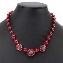 画像をギャラリービューアに読み込む, ネックレス 七宝 ボヘミアングラス レッド フラワー 44cm 149194
