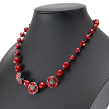 画像をギャラリービューアに読み込む, ネックレス 七宝 ボヘミアングラス レッド フラワー 44cm 149194
