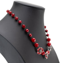 画像をギャラリービューアに読み込む, ネックレス 七宝 ボヘミアングラス レッド フラワー 44cm 149194
