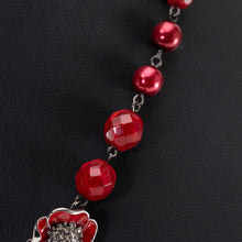 画像をギャラリービューアに読み込む, ネックレス 七宝 ボヘミアングラス レッド フラワー 44cm 149194
