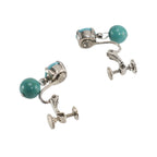 鮮やかなブルーのターコイズとスワロフスキークリスタルの組み合わせが上品なイヤリング