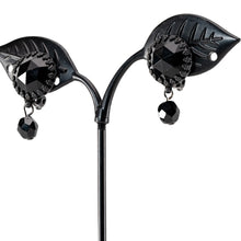 Load image into Gallery viewer, イヤリング ボヘミアングラス ブラック ハンギング 150437
