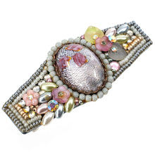 画像をギャラリービューアに読み込む, バレッタ ボヘミアングラス パール パープル ピンク 留金7cm 150596
