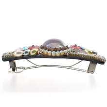 画像をギャラリービューアに読み込む, バレッタ ボヘミアングラス パール パープル ピンク 留金7cm 150596
