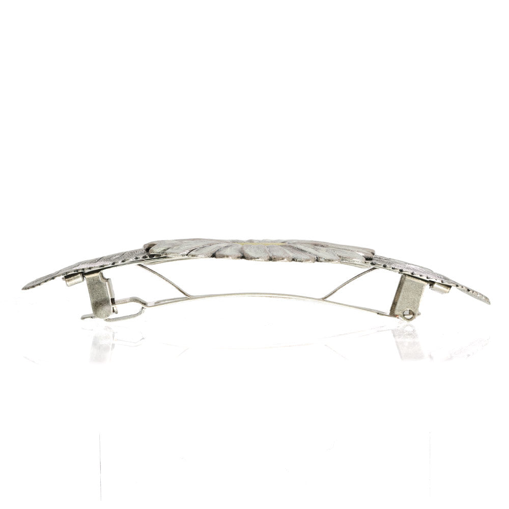 バレッタ ホワイト イエロー フラワー 留金7cm 153029