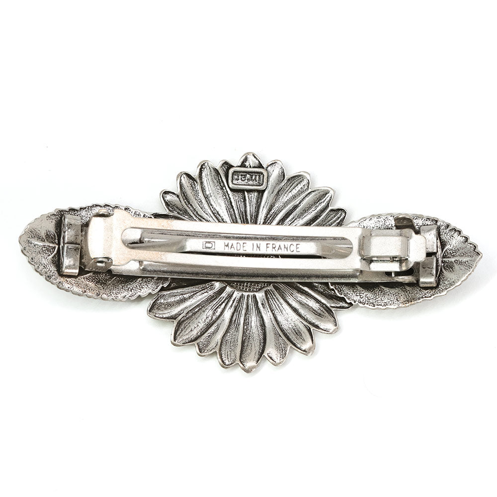 バレッタ ホワイト イエロー フラワー 留金7cm 153029