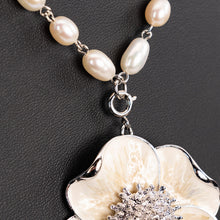 Load image into Gallery viewer, ネックレス 白蝶貝 淡水パール 七宝 ホワイト フラワー 2WAY 50cm 153038
