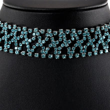 画像をギャラリービューアに読み込む, ネックレス チョーカー ラインストーン ブルー 33cm 153039
