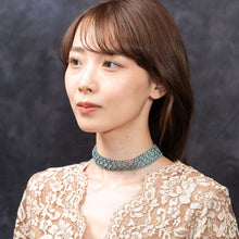 画像をギャラリービューアに読み込む, ネックレス チョーカー ラインストーン ブルー 33cm 153039
