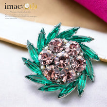 画像をギャラリービューアに読み込む, ブローチ ラインストーン グリーン パープル 153054
