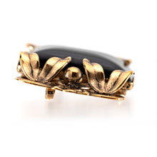 Load image into Gallery viewer, ブローチ ボヘミアングラス ブラック ゴールド ボタニカル 153072
