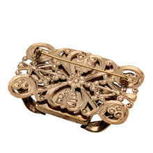 Load image into Gallery viewer, ブローチ ボヘミアングラス ブラック ゴールド ボタニカル 153072
