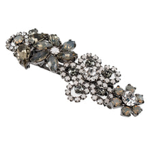 Load image into Gallery viewer, バレッタ ラインストーン グレー ホワイト クリアカラー フラワー 留金6cm 153074
