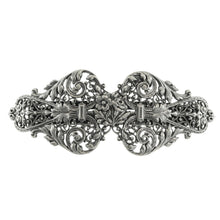 画像をギャラリービューアに読み込む, バレッタ レースメタル フラワー シルバー 留金8cm ba125771
