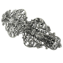 画像をギャラリービューアに読み込む, バレッタ レースメタル フラワー シルバー 留金8cm ba125771
