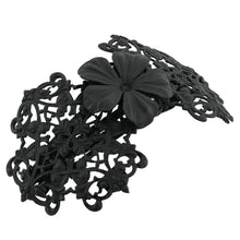 Load image into Gallery viewer, バレッタ レースメタル ブラック フラワー 留金9cm ba153074

