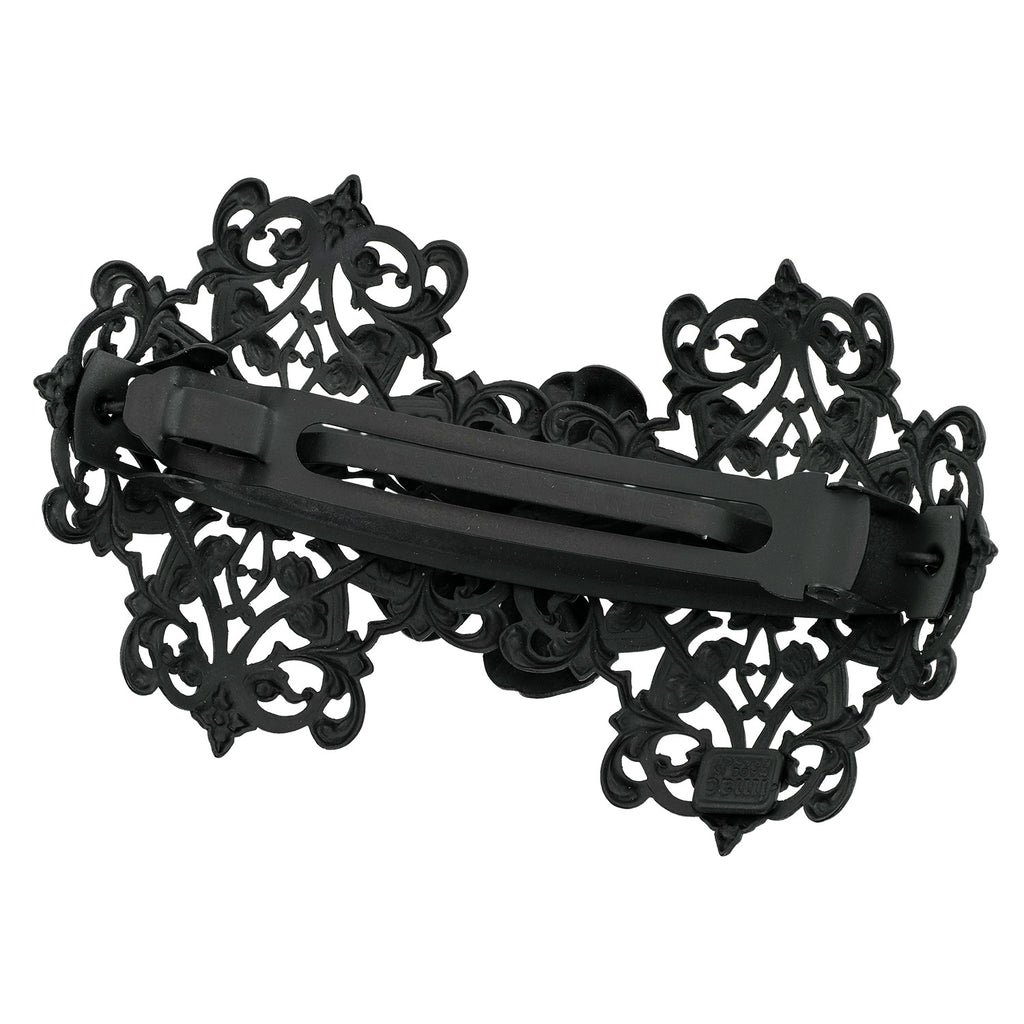 バレッタ レースメタル ブラック フラワー 留金9cm ba153074