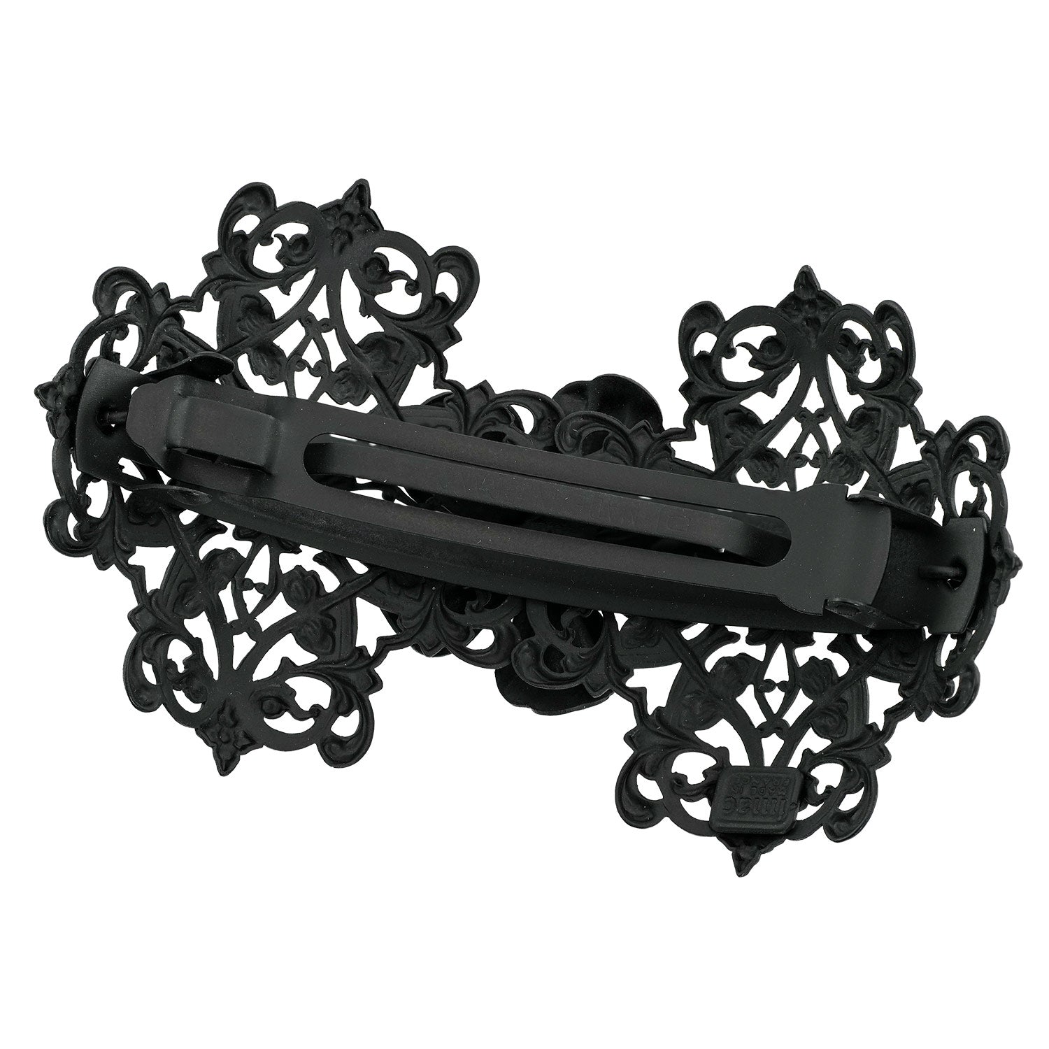 バレッタ レースメタル ブラック フラワー 留金9cm ba153074