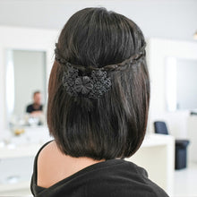 Load image into Gallery viewer, バレッタ レースメタル ブラック フラワー 留金9cm ba153074
