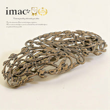 Load image into Gallery viewer, バレッタ レースメタル ブロンズ 葉 留金9cm ba153075
