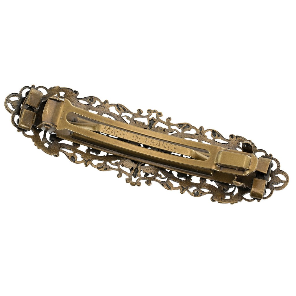 バレッタ レースメタル ブロンズ クローバー 留金5.5cm ba153076