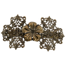 画像をギャラリービューアに読み込む, バレッタ レースメタル ブロンズ フラワー フラット 留金9cm ba153079

