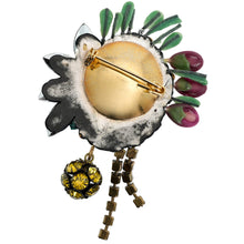 Load image into Gallery viewer, ブローチ ラインストーン 天然石 ターコイズ ガーネット 樹脂 グリーン ブルー イエロー ブラウン ブラック レッド ハンギング br120697

