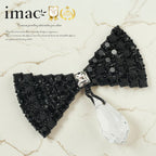 ブローチ ラインストーン ボヘミアングラス ブラック クリアカラー リボン ハンギング br121197