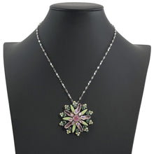 Load image into Gallery viewer, ブローチ ボヘミアングラス ラインストーン パープル グリーン 2WAY ペンダント br127993
