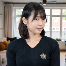 Load image into Gallery viewer, ブローチ ボヘミアングラス ラインストーン パープル グリーン 2WAY ペンダント br127993
