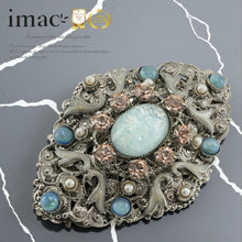 画像をギャラリービューアに読み込む, ブローチ ボヘミアングラス ラインストーン ブルー ピンク br129434
