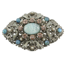 画像をギャラリービューアに読み込む, ブローチ ボヘミアングラス ラインストーン ブルー ピンク br129434
