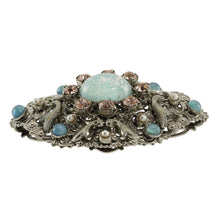 画像をギャラリービューアに読み込む, ブローチ ボヘミアングラス ラインストーン ブルー ピンク br129434
